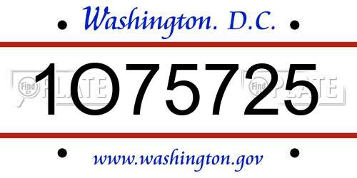 1O75725 District Of Columbia License Plate
