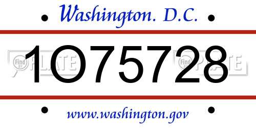 1O75728 District Of Columbia License Plate