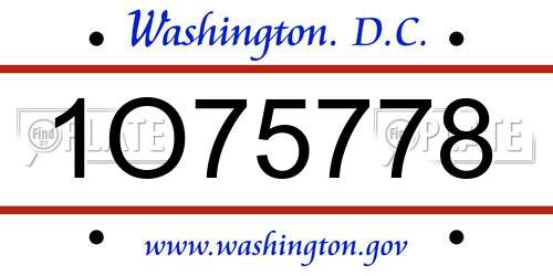 1O75778 District Of Columbia License Plate