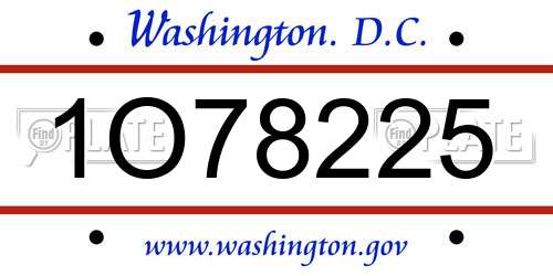 1O78225 District Of Columbia License Plate