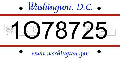1O78725 District Of Columbia License Plate