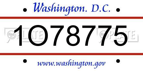 1O78775 District Of Columbia License Plate
