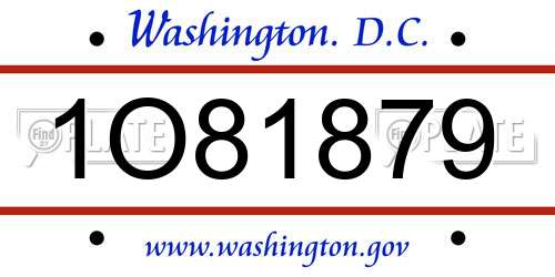 1O81879 District Of Columbia License Plate