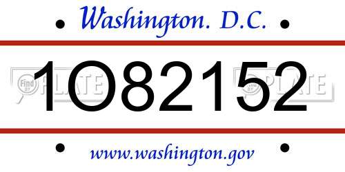 1O82152 District Of Columbia License Plate