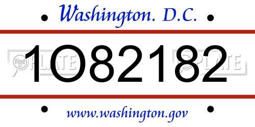 1O82182 District Of Columbia License Plate