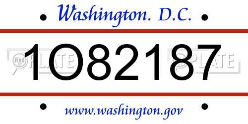 1O82187 District Of Columbia License Plate