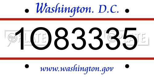 1O83335 District Of Columbia License Plate