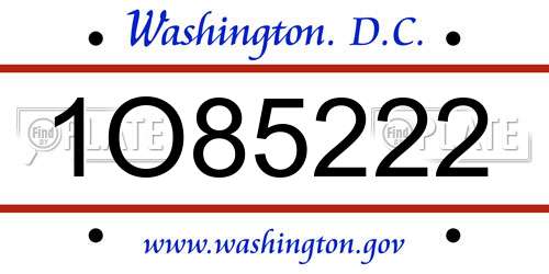 1O85222 District Of Columbia License Plate