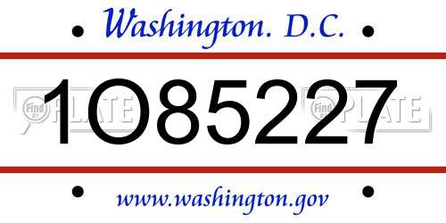 1O85227 District Of Columbia License Plate