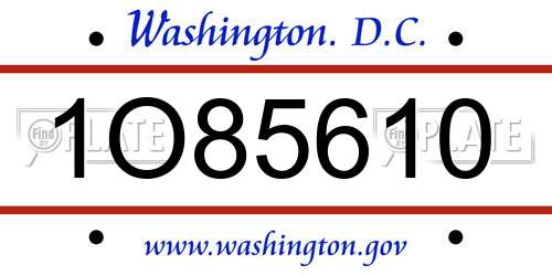 1O85610 District Of Columbia License Plate
