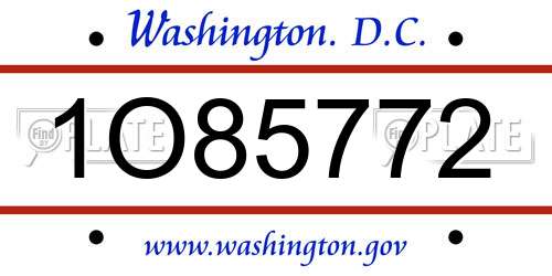 1O85772 District Of Columbia License Plate