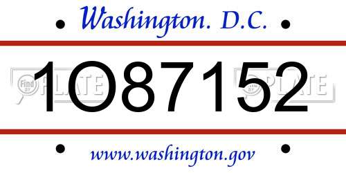 1O87152 District Of Columbia License Plate