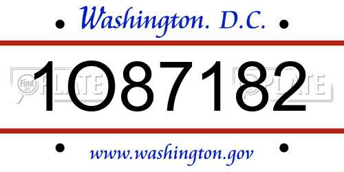 1O87182 District Of Columbia License Plate