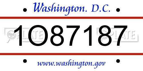 1O87187 District Of Columbia License Plate