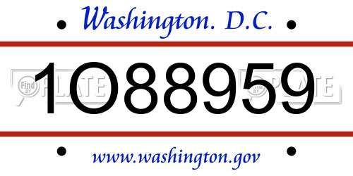 1O88959 District Of Columbia License Plate