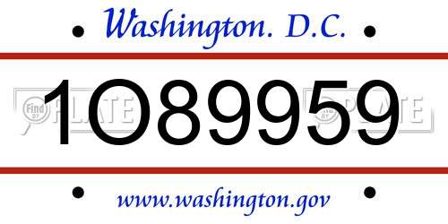 1O89959 District Of Columbia License Plate