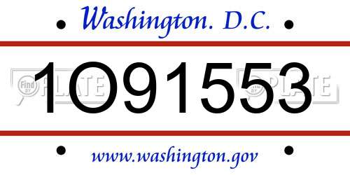 1O91553 District Of Columbia License Plate