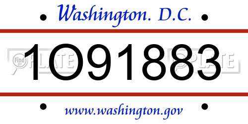 1O91883 District Of Columbia License Plate