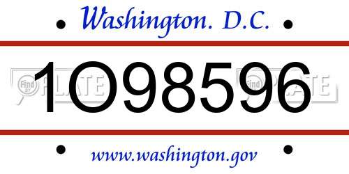1O98596 District Of Columbia License Plate