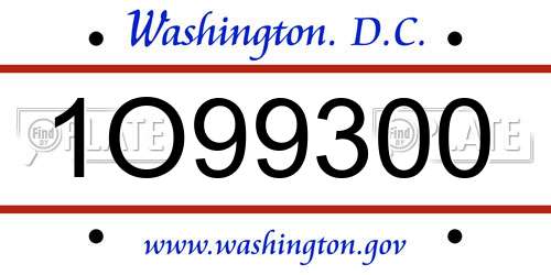 1O99300 District Of Columbia License Plate
