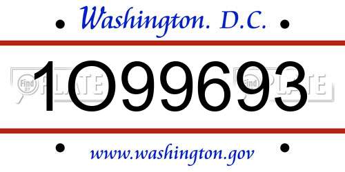 1O99693 District Of Columbia License Plate