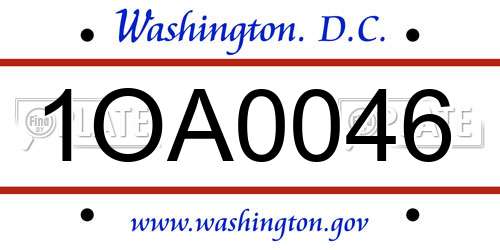 1OA0046 District Of Columbia License Plate