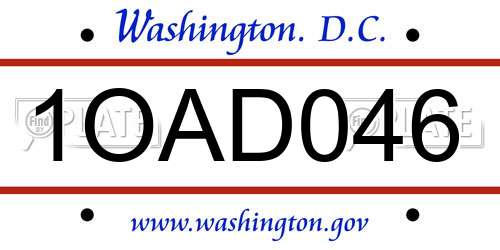 1OAD046 District Of Columbia License Plate