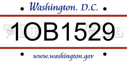 1OB1529 District Of Columbia License Plate
