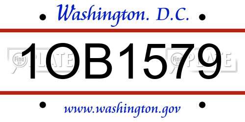 1OB1579 District Of Columbia License Plate