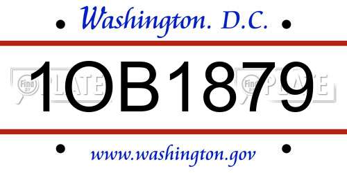 1OB1879 District Of Columbia License Plate