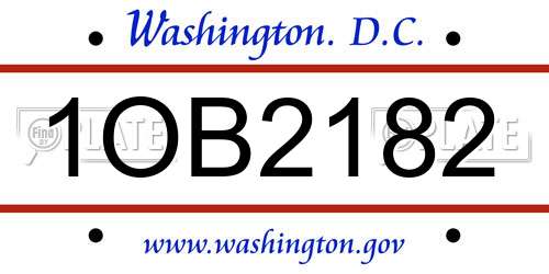 1OB2182 District Of Columbia License Plate