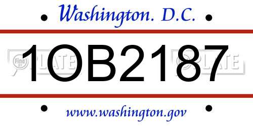 1OB2187 District Of Columbia License Plate