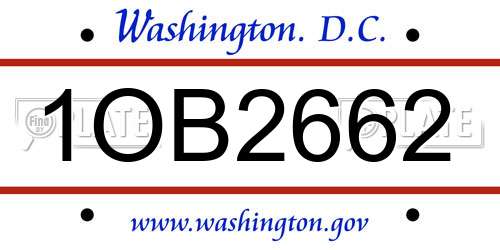 1OB2662 District Of Columbia License Plate