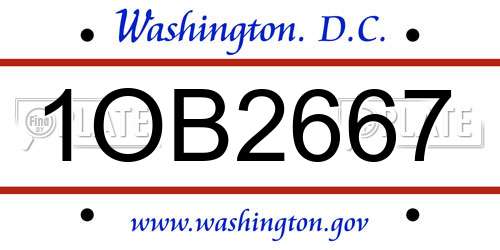 1OB2667 District Of Columbia License Plate