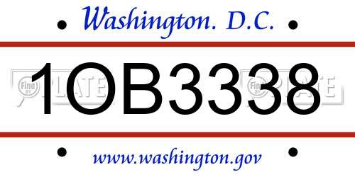 1OB3338 District Of Columbia License Plate