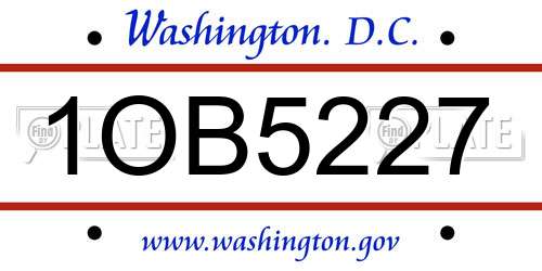 1OB5227 District Of Columbia License Plate