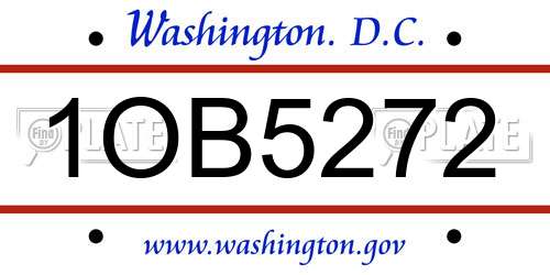 1OB5272 District Of Columbia License Plate