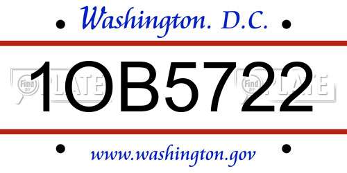 1OB5722 District Of Columbia License Plate