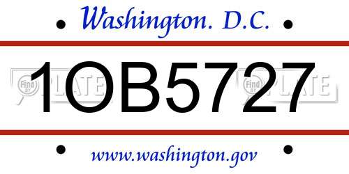 1OB5727 District Of Columbia License Plate