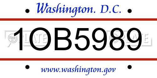 1OB5989 District Of Columbia License Plate