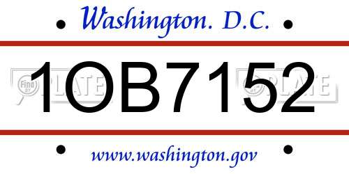 1OB7152 District Of Columbia License Plate