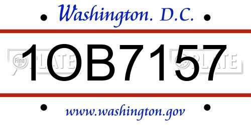 1OB7157 District Of Columbia License Plate