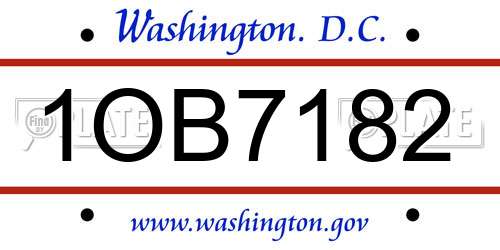 1OB7182 District Of Columbia License Plate