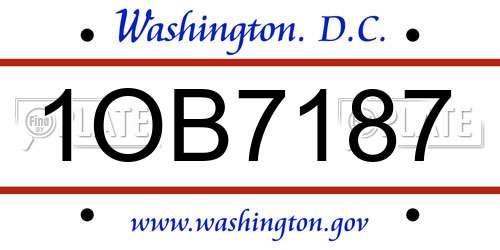 1OB7187 District Of Columbia License Plate