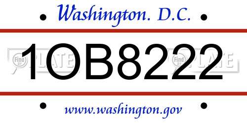 1OB8222 District Of Columbia License Plate