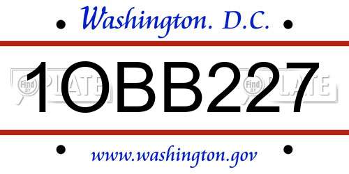 1OBB227 District Of Columbia License Plate
