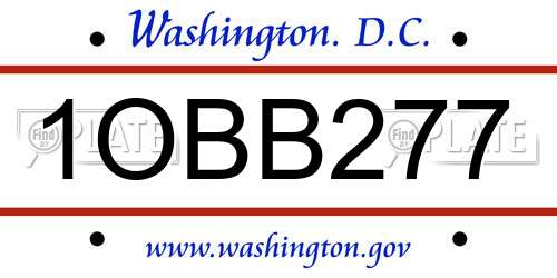 1OBB277 District Of Columbia License Plate