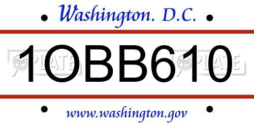 1OBB610 District Of Columbia License Plate
