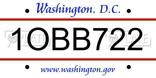 1OBB722 District Of Columbia License Plate