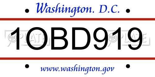 1OBD919 District Of Columbia License Plate